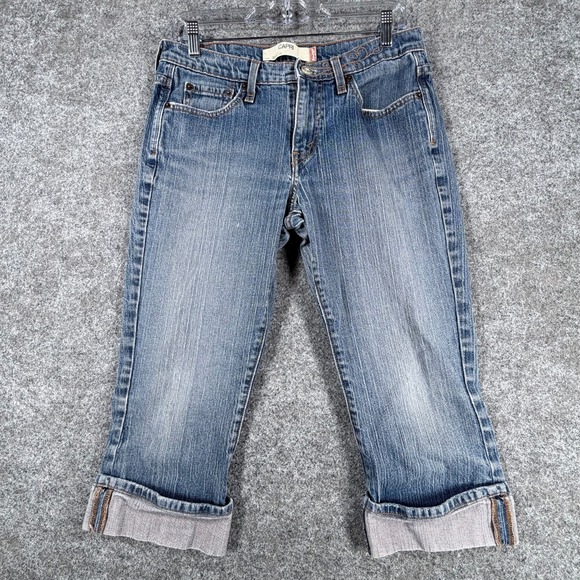 Levi's Denim - Levis 515 Capri Jeans Women 8 Blue Denim Cotton Mid Rise Straight Leg Cuffed Hem